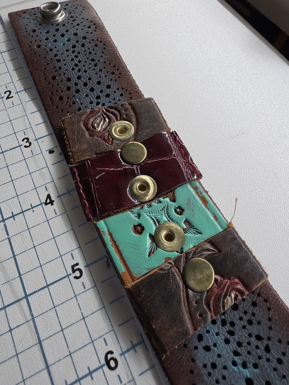 Upcycled Genuine Leather Belt Bracelet | Unique Christmas Gift | Approx 9"